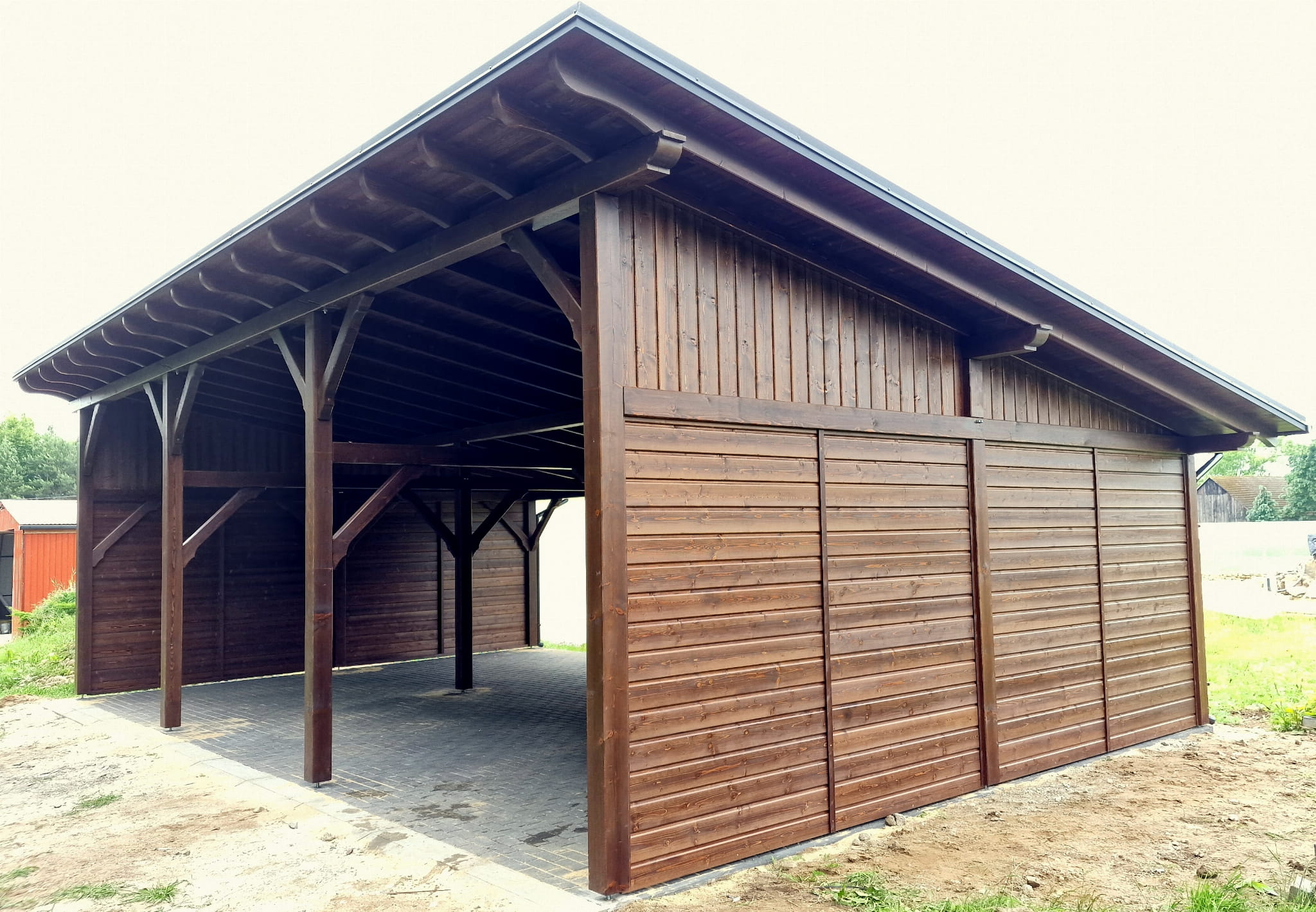 Holzcarport mit einseitigem Dach 6×10