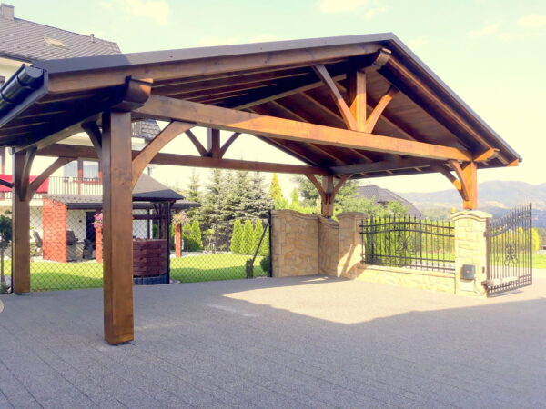 Holzcarport 4×7, für zwei Fahrzeuge
