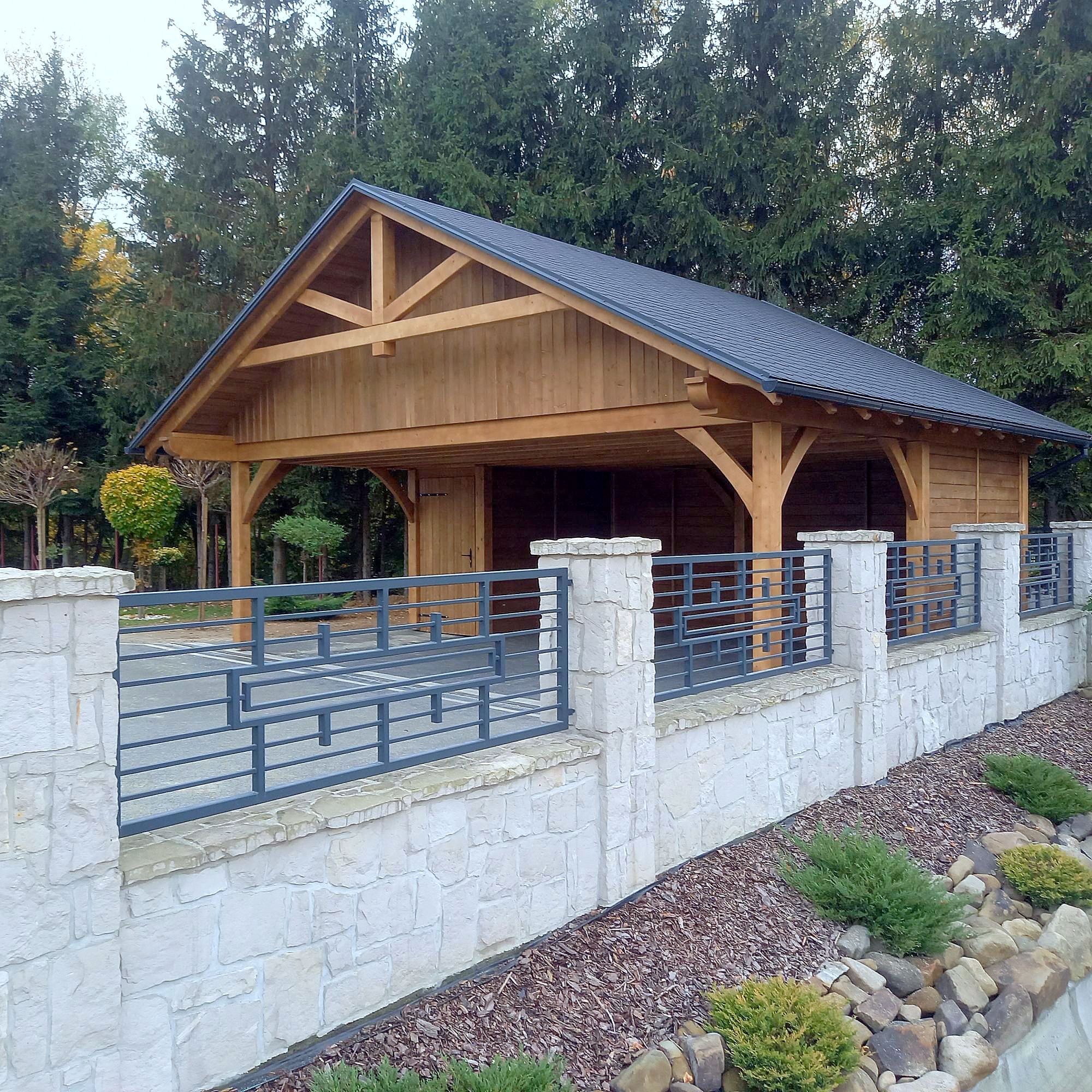 Holzcarport mit Satteldach 5,5 × 7,5, für zwei Autos – Bild 5