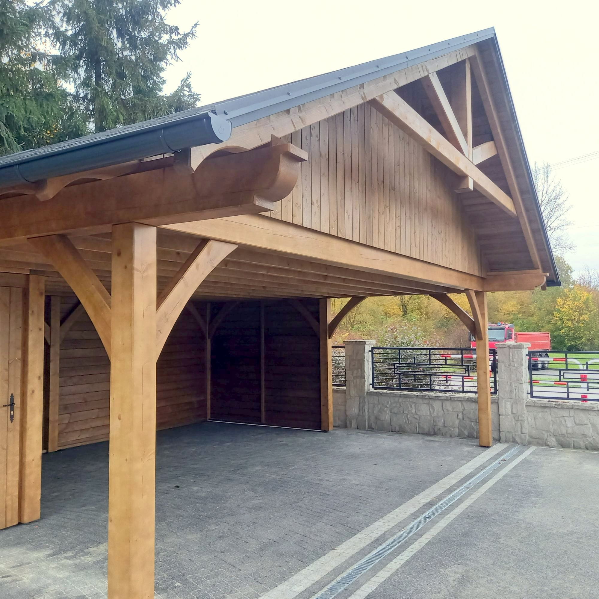 Holzcarport mit Satteldach 5,5 × 7,5, für zwei Autos – Bild 8