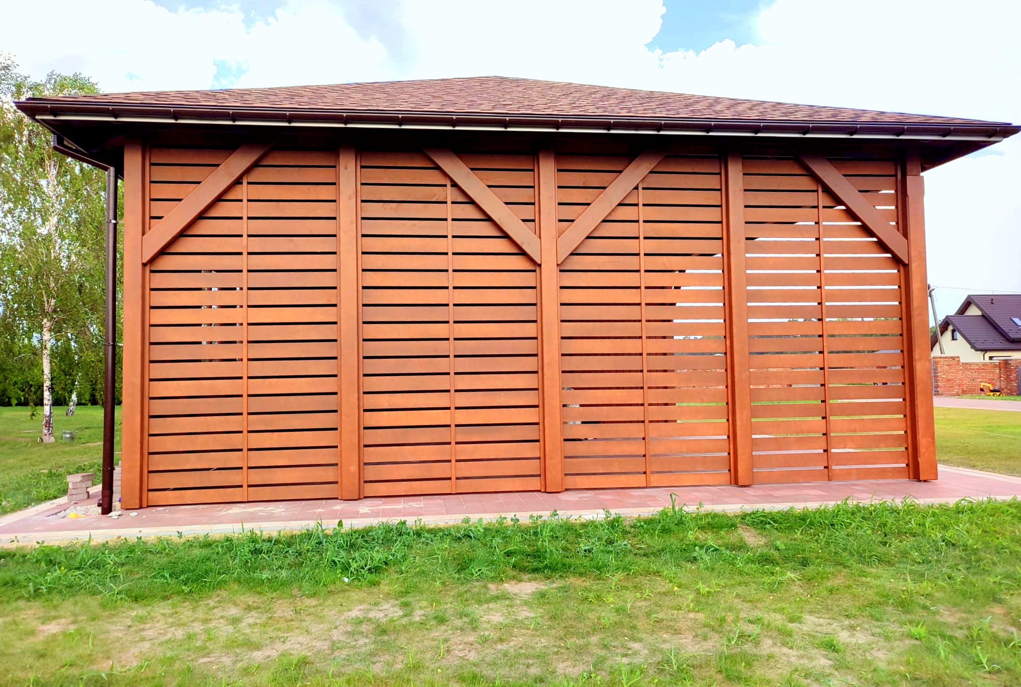 Holzcarport 12x8, Doppelstellplatz mit Abstellraum – Bild 8