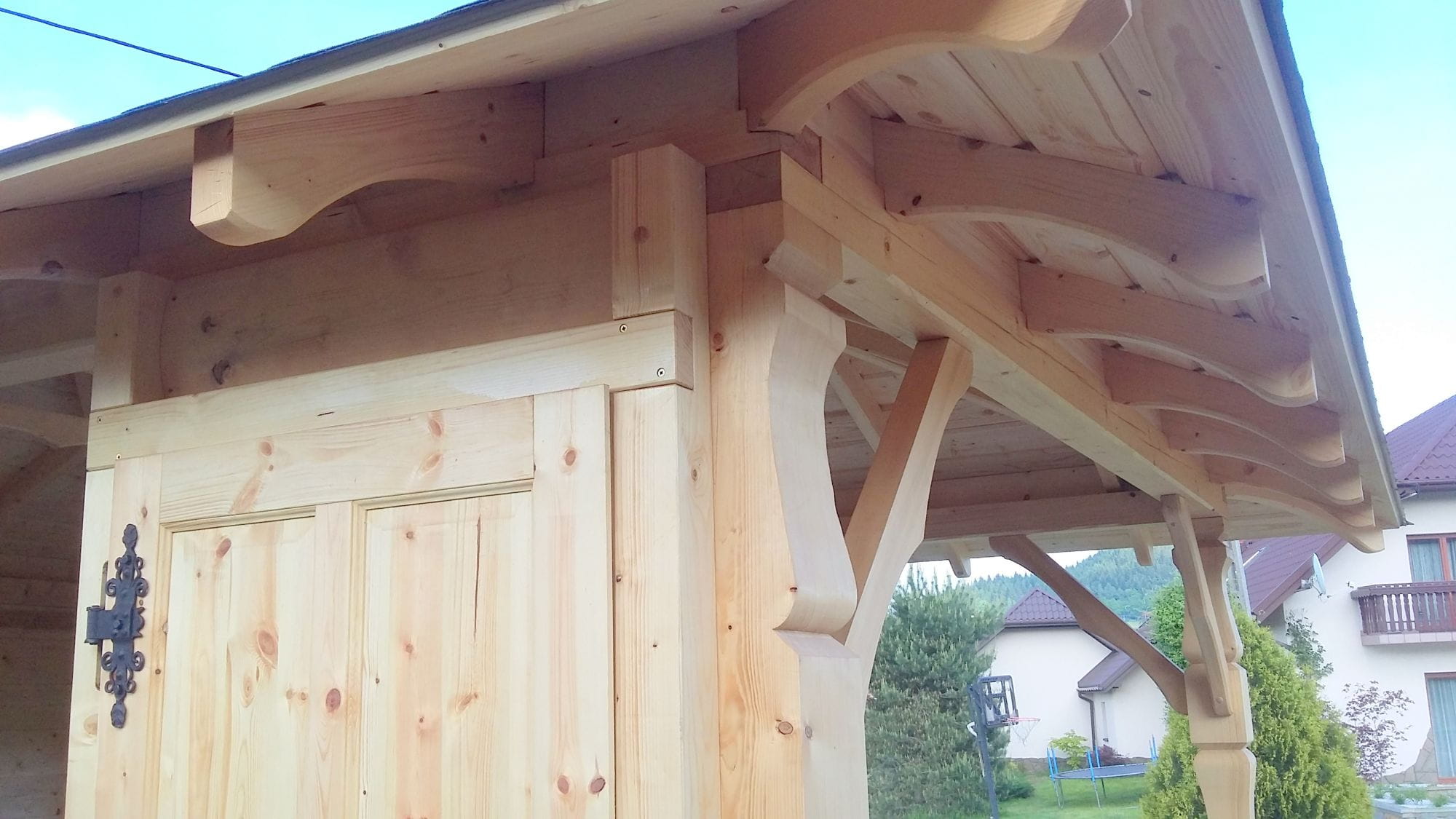 Geschnitzte Gartenlaube 6×4 m – klassische Gartenlaube mit Satteldach – Bild 24