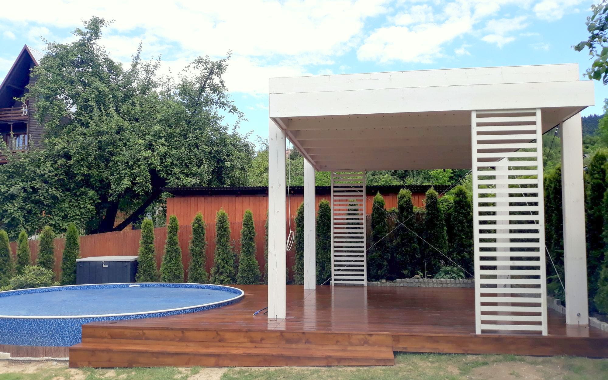 Freistehende Pergola 6×4 m mit geschlossenem Dach – moderne Gartenkonstruktion – Bild 2