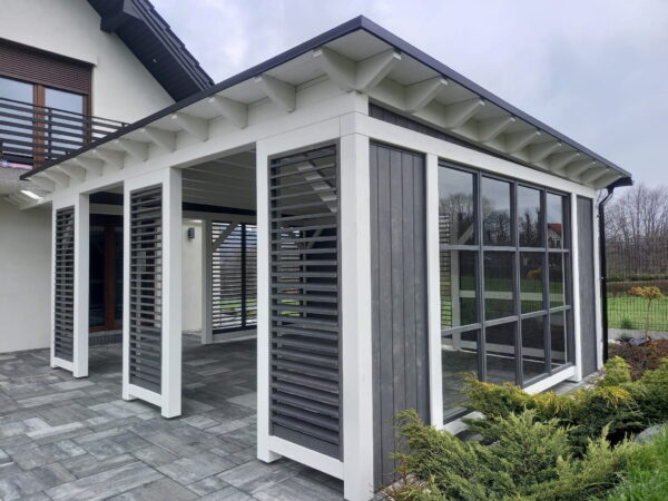 Holzpergola 5×8 m – moderne Gartenüberdachung Tymbark