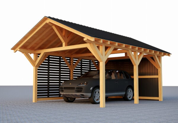 Satteldach-Unterstand 4×5 m mit Wandverkleidung – elegante und solide Gartenkonstruktion