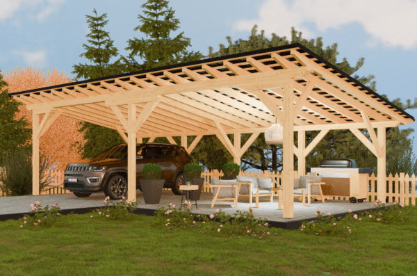 Pultdach-Unterstand 10×5 m – moderne und funktionale Konstruktion aus KVH C24