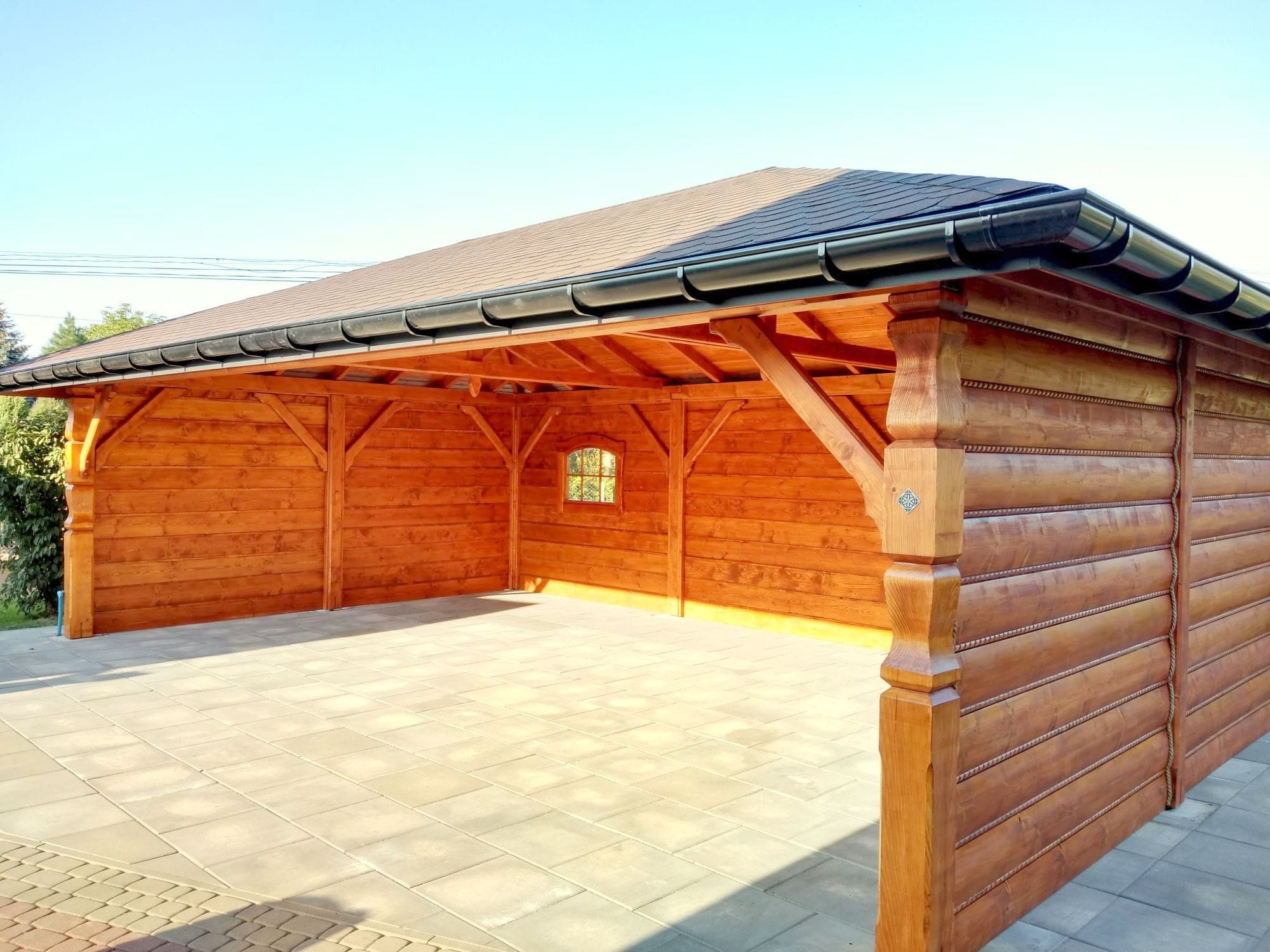 Holzüberdachung 10 x 5 m mit Wirtschaftsraum – Konstruktion mit zwei Stellplätzen – Bild 9